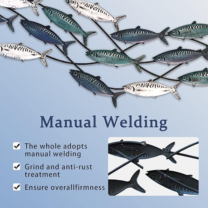 LHZZWTF Coastal Metal Fish Wall Decor,Modern Marine Metal Wall Art Sculpture Decor is perfect for a coastal/nautical/beach or ocean themed holiday home/bedroom/living room. （ Send two metal turtles）