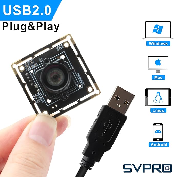 SVPRO 5MP USB Camera Module,1944P 30FPS, 1/2.8” CMOS IMX335 Sensor Low Light Lightburm Camera for Laser Engraver, UVC Plug and Play Webcam Board for PC/Mac Raspberry Pi
