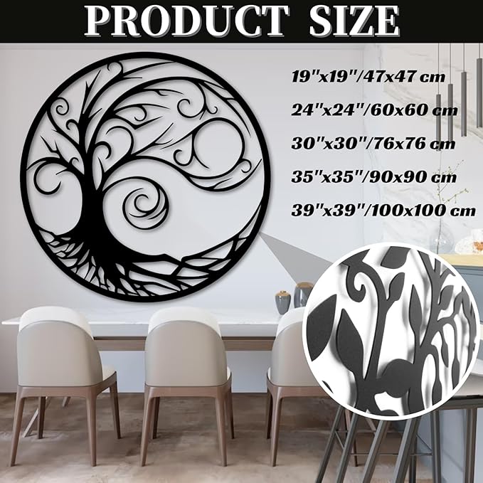 Tree of Life Wall Art,Tree Wall Plaque,Metal Tree of Life Wall Decor,Living,Dining Room Wall Decor(39"×39", Style 7)