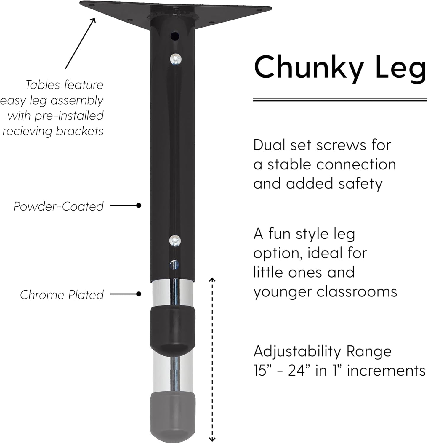 FDP Rectangle Activity School and Classroom Kids Table (30 x 48 inch), Chunky Toddler Legs, Adjustable Height 15-24 inches - Maple Top and Maple Edge