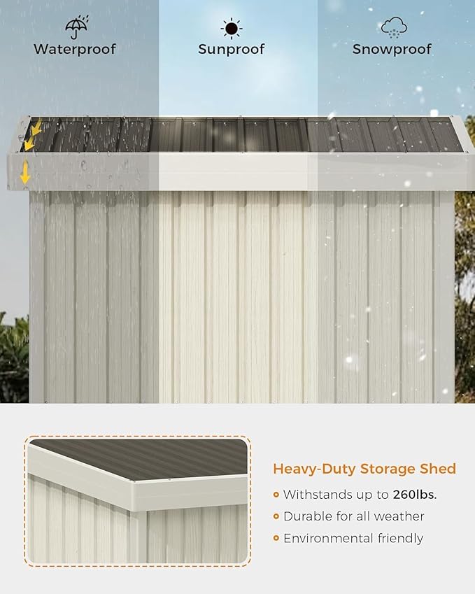 5X3 FT Metal Garden Sheds & Outdoor Storage with Sloping Roof,Lockable Door for Backyard,Patio
