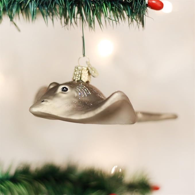 Old World Christmas Stingray Glass Blown Ornament for Christmas Tree, Handcrafted Holiday Decoration, Sea Collection