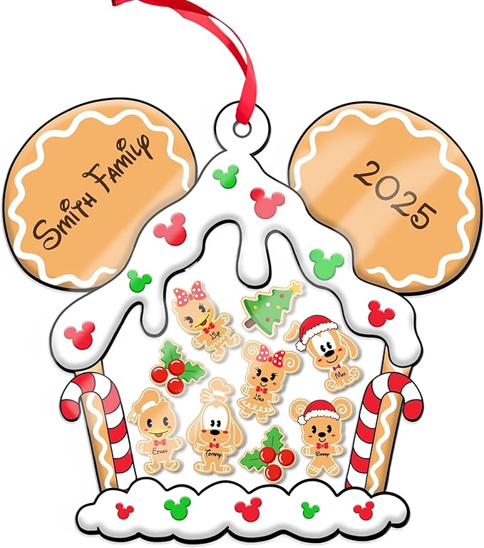 Personalized Family Christmas Ornament 2025 - Gingerbread House Keepsake Ornament - Family Custom Shaker Ornaments - Xmas Tree Decoration - Gifts for Christmas