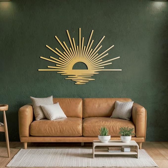Sun Lines Metal Wall Art, Minimalist Black Sunrise Wall Decor, 3D Shadow Effect, Ready to Hang, Steel Wall Sculpture for Living Room, Bedroom or Entryway