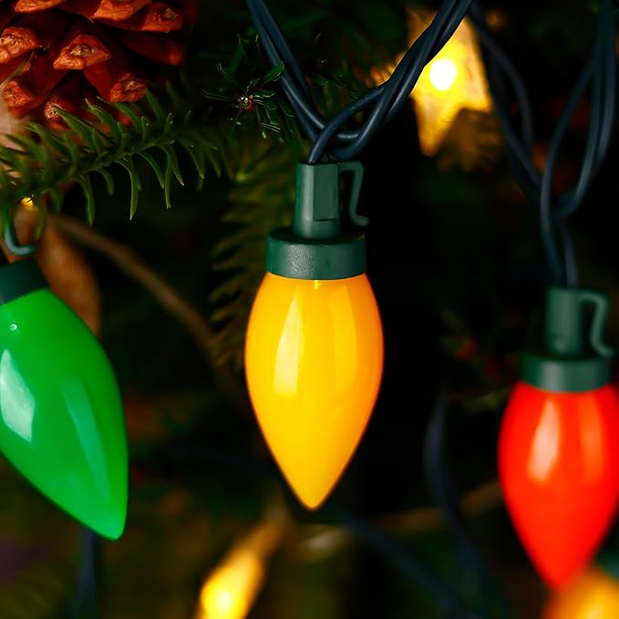 HAYATA C9 Big Bulbs Classic Christmas Lights 100 LED 64ft Strawberry String Light - Fairy Lighting for Outdoor, Indoor (Multi Color - 100LED)