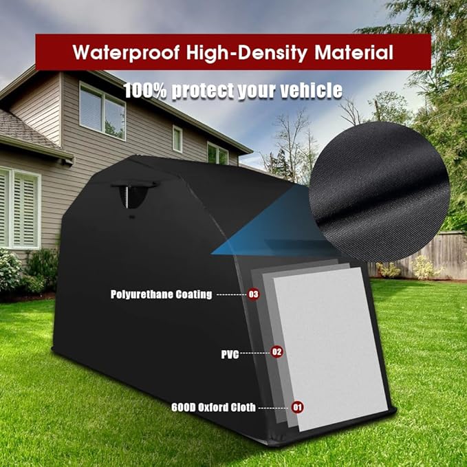 Heavy Duty Motorcycle Shelter Storage Sheds Motorcycle Garage, 106.3"x 41.3"x 61.1" Motorcycle Cover Waterproof Outdoor Motorcycle Tent with Lock