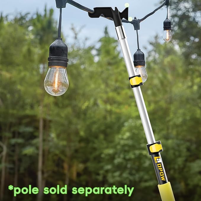 Christmas Light Hanger Tool Attachment, Utility Hook Screw On Pole Attachment (Pole NOT Included, Fits on 3/4 inch Acme Thread) Multi-Purpose Installation, String Lights, Birdfeeders
