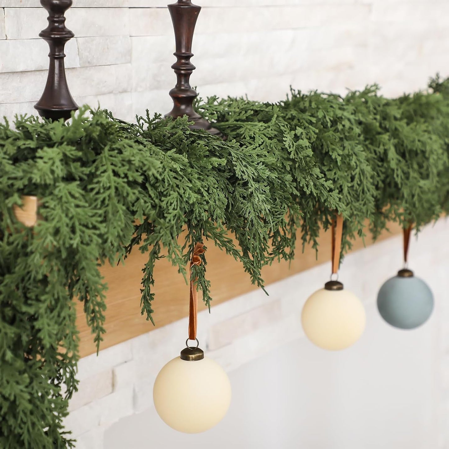 Jutom 1 PCS 9 ft Christmas Cedar Garland - Artificial Realistic Holiday Cedar Pine Needles Greenery Garland Decoration for Mantel Table Winter Party