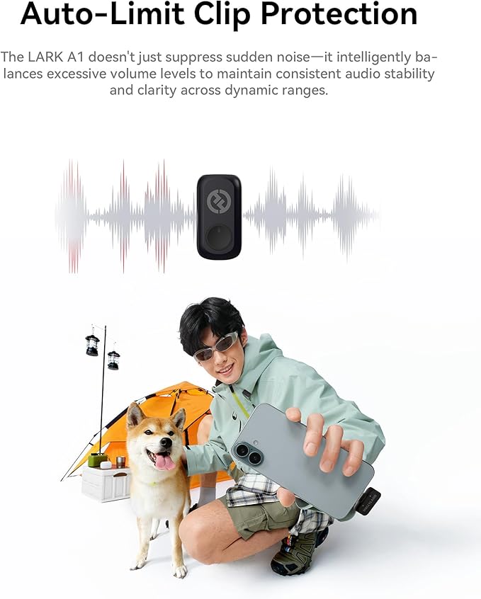 Hollyland Lark A1 Wireless Microphone for iPhone 17/16/15 & Android, 48kHz/24-bit, 3-Level Intelligent Noise Cancel, Magnetic Mini Mic for YouTube, Podcast, Vlogging (Black, 2TX + USB-C RX)