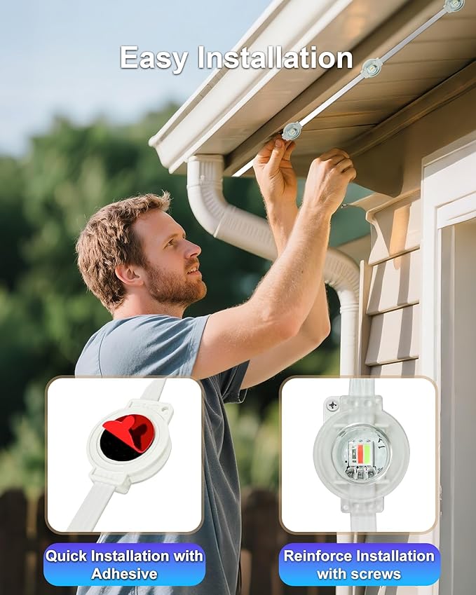XINKAITE 300ft Permanent Outdoor Lights for House, 2025 Eave Lighting with App/Remote Control, IP67 Waterproof smartlight for Christmas, Halloween, Holiday, Party, Daily(2 Rolls 150FT)