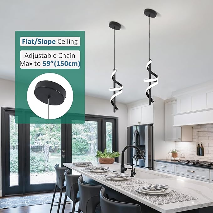 CANEOE Black Pendant Light Fixtures, Adjustable Modern Pendant Lights for Kitchen Island Small Pendant Lighting for Kitchen Island Dining Room Bar Living Room Bedroom Hanging Light Fixtures,1 Pack