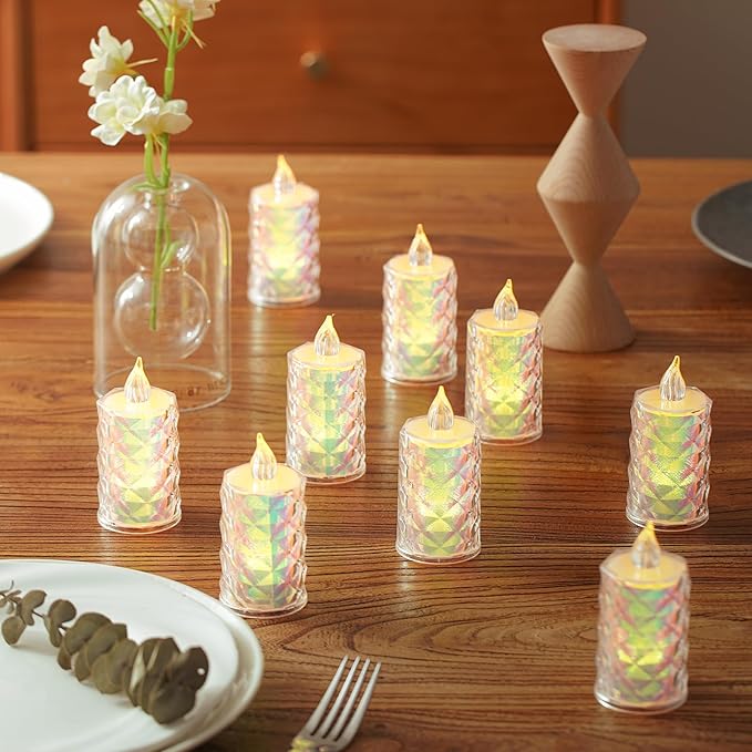 24 Pack Battery Operated Flameless Tea Lights LED Candles Battery Life Over 200 Hours Tabletop Decorative Lights for Halloween/Christmas Party Wedding Centerpieces