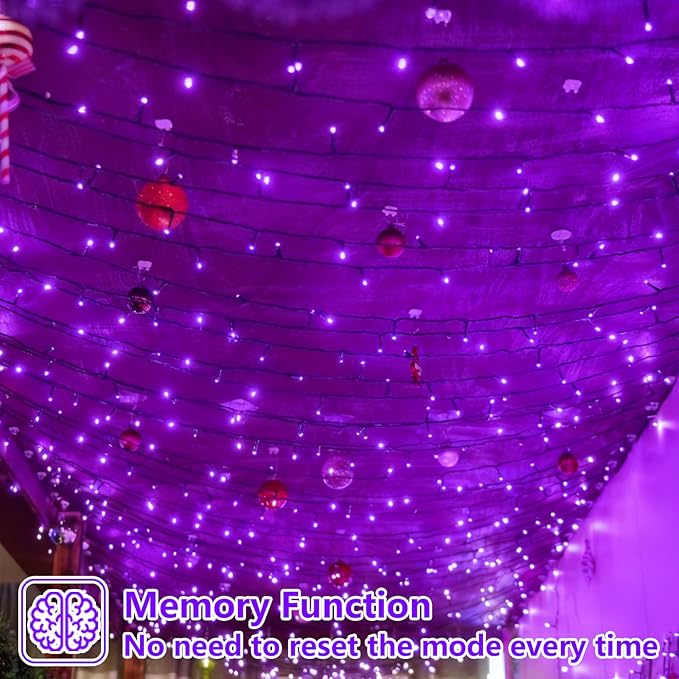 YEGUO 165ft 500 LED Christmas Lights Outdoor Waterproof, Purple String Lights Plug in, Twinkle Christmas Tree Lights Indoor with Timer Memory 8 Modes
