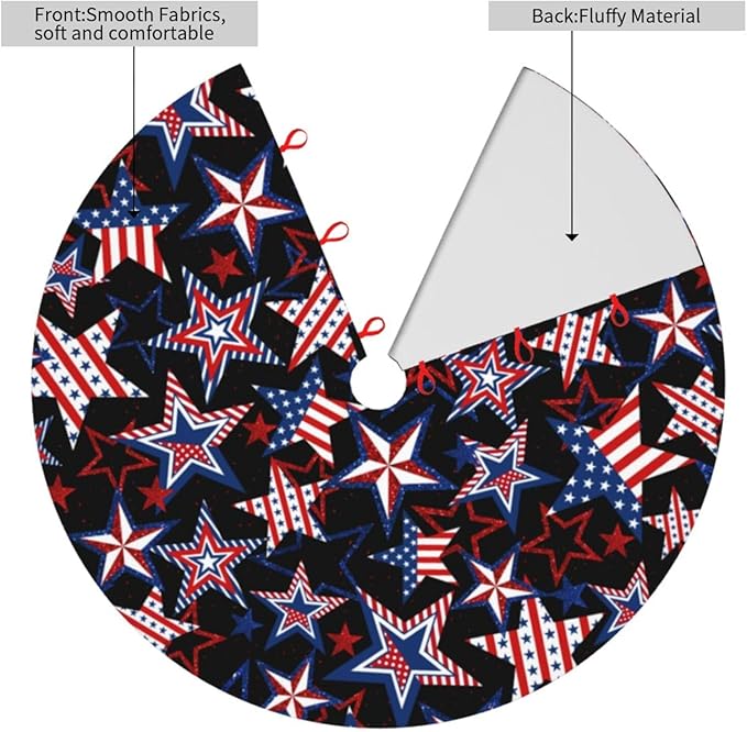 Patriotics Tree Skirt Stars and Stripes Veterans Day 4th of July Memorial Day Christmas Tree Skirt Xmas Tree Mat Christmas Tree Ornaments Decorations Holiday Party Indoor Outdoor 36"