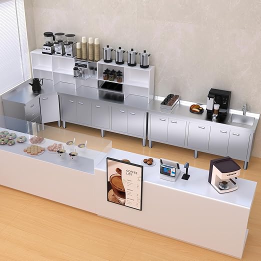 WWK Outdoor Kitchen Drawer, Stainless Steel Kitchen Cabinet with Drawers, Triple Access BBQ Drawers for Outdoor, Commercial Restaurant, Garage, 20.87" D x 19.68" W x 35.43" H