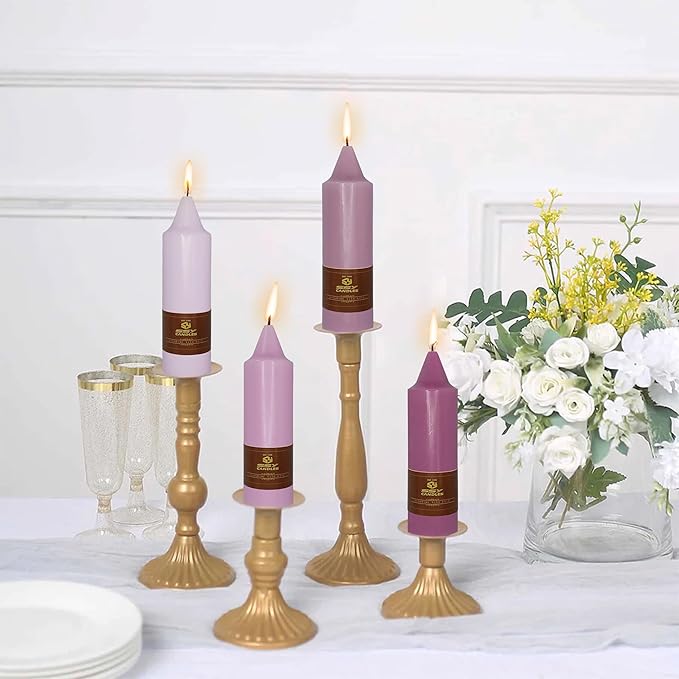 5 Inch Short Taper Candles Unscented Handmade Set of 4 Smokeless Candle Sticks Twisted Candlesticks for Wedding Decoration Yoga(Gradient Purple)