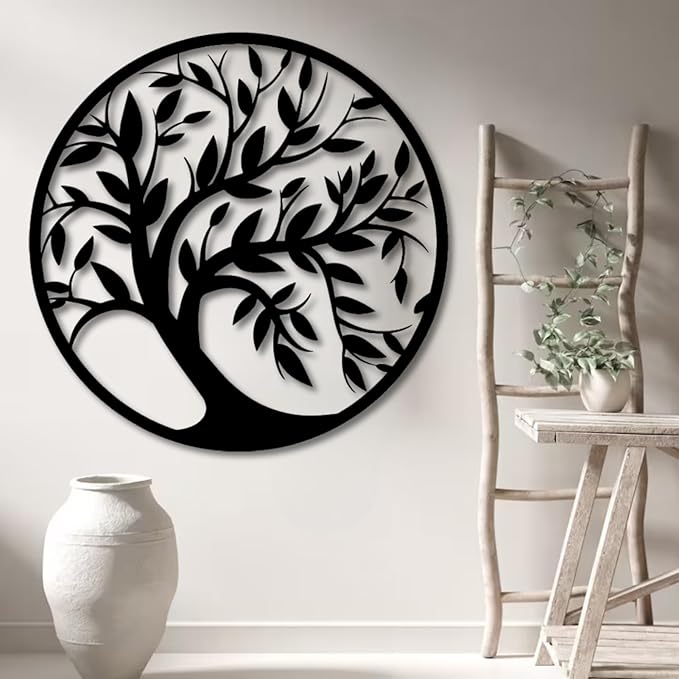 Tree of Life Wall Art,Metal Tree Wall Decorations for Living,Dining Roo,Tree of Life Metal Wall Art(35"×35",Style 4)
