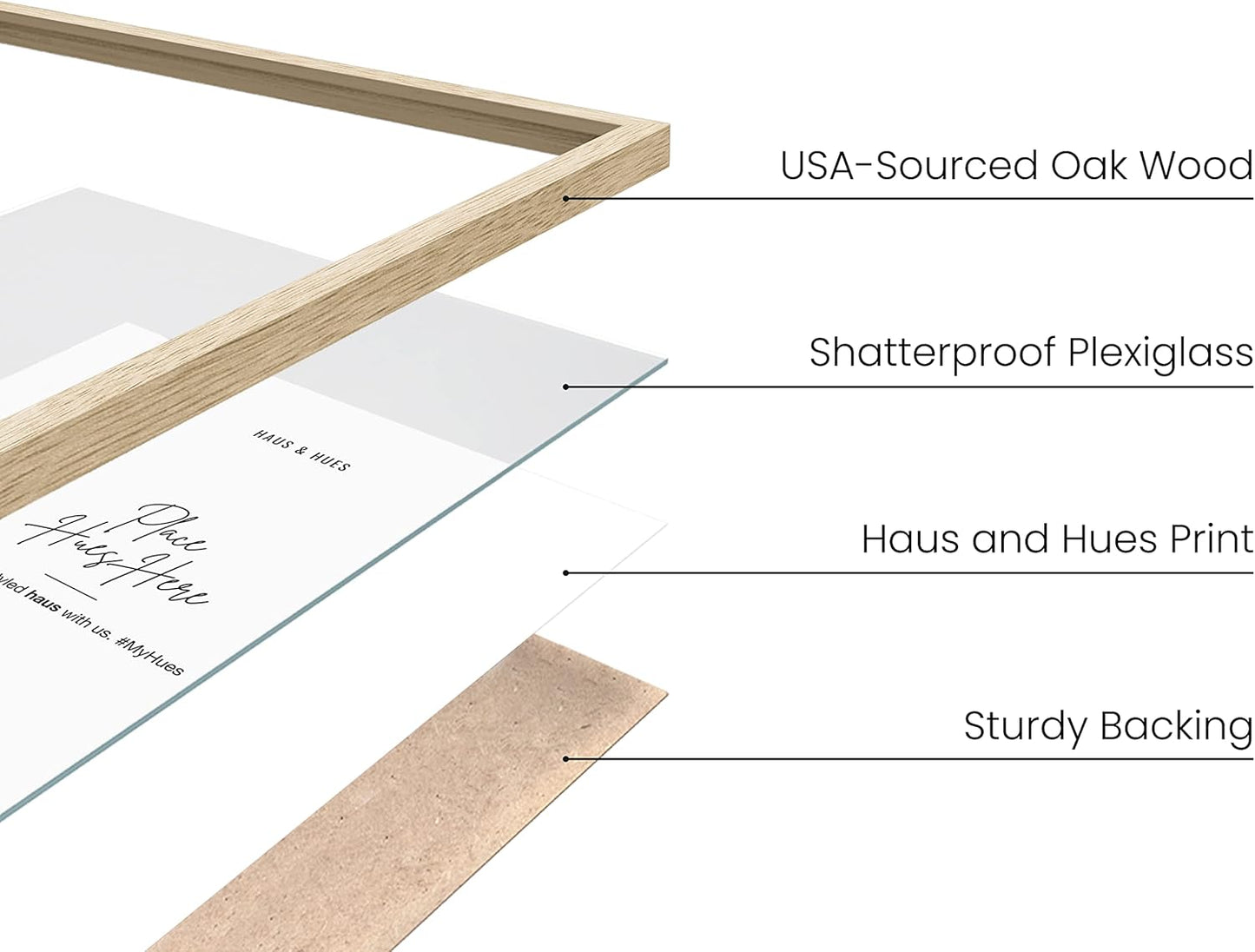 Haus and Hues 8.5x11 Natural Oak Wood Picture Frames Set of 15 - Premium Bulk Picture Frames 8.5x11 Bundle - Elegant Gallery Wall Frame Set for Posters, Art Display - Ideal for Wall Decor in Home &