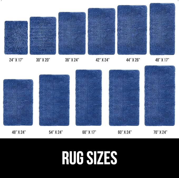 GORILLA GRIP Bath Rug Mat, Thick Soft Absorbent Chenille, Quick Dry Microfiber Mats, Rubber Backing Washable Shower Floor Rugs, US Designed Bathroom Bathmat Home Decor Accessories, 24x17 Royal Blue