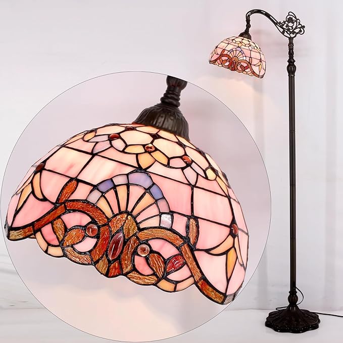 Tiffany Floor Lamp Base Only, for 12-18 Inch Stained Glass Lampshade Height 67 Inch Bronze Finished Resin Base Antique Standing Lighting Base Replacement Only Wide 11 Inch(E (W11H67 Inch))