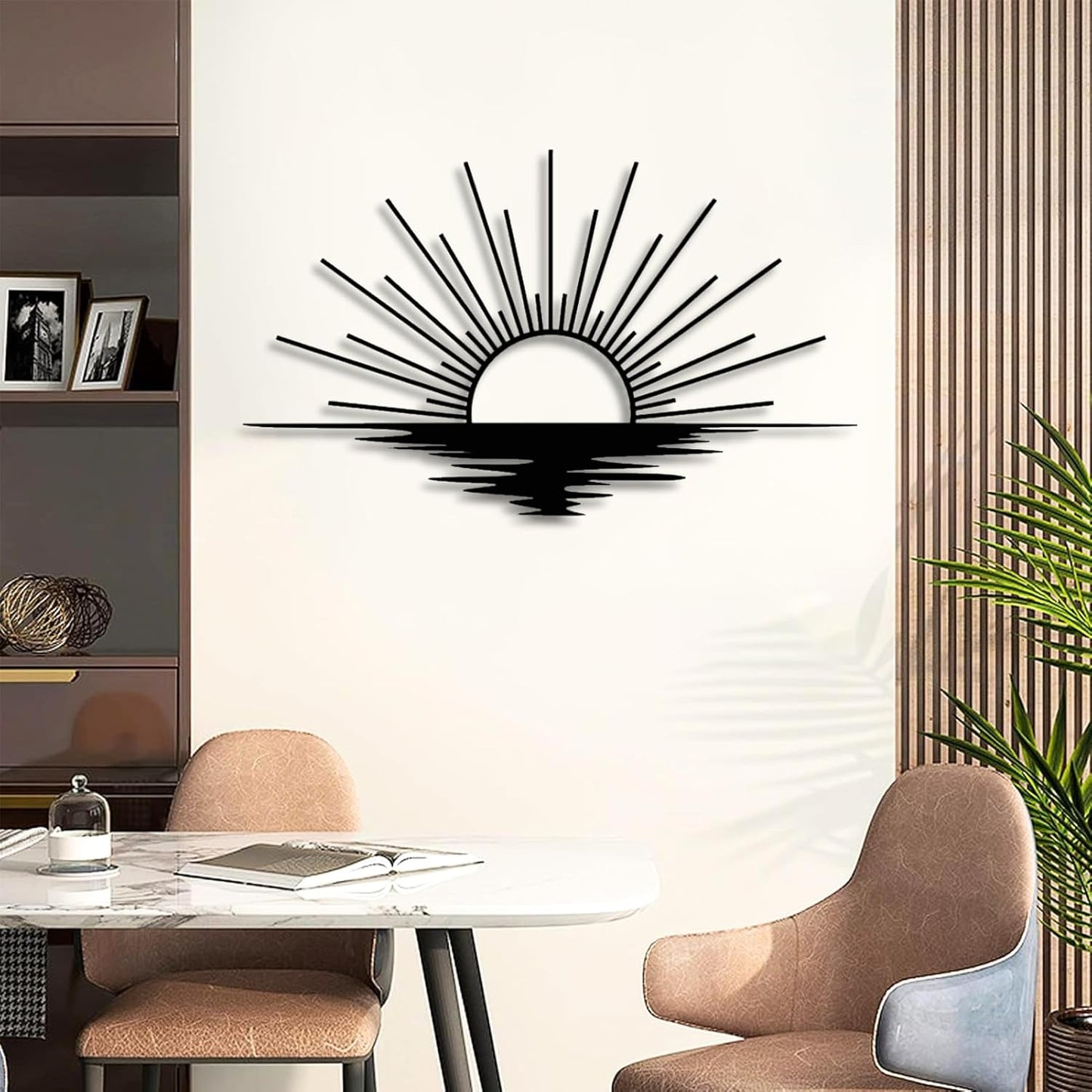 Sunrise Metal Wall Art, Metal Sun Wall Decor, Metal Sun Outdoor Decor, Large Metal Sun Wall Art, Sun Wall Art, Boho Sun Wall Art, Sunshine Metal Sign, Living Room Bedroom Wall Hangings (Gold, 59"x 35"| 150x89cm)