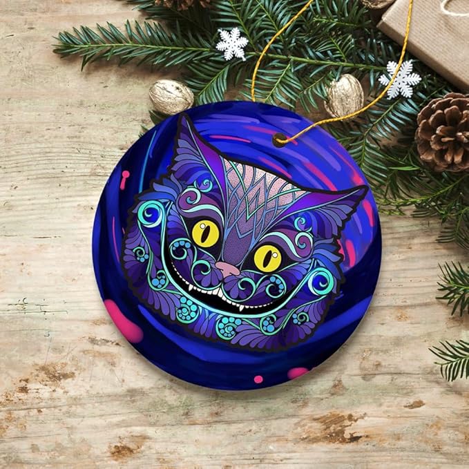Pop Culture, Movie, and Music Themed Trendy Christmas Ornaments (Grinning Cat Wonderland Christmas Decoration)