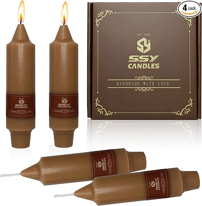 5 Inch Short Taper Candles Candle Sticks Handmade Unscented Set of 4 Spiral Taper Candles Twisted Candlesticks for Wedding Home Decoration(Brown)