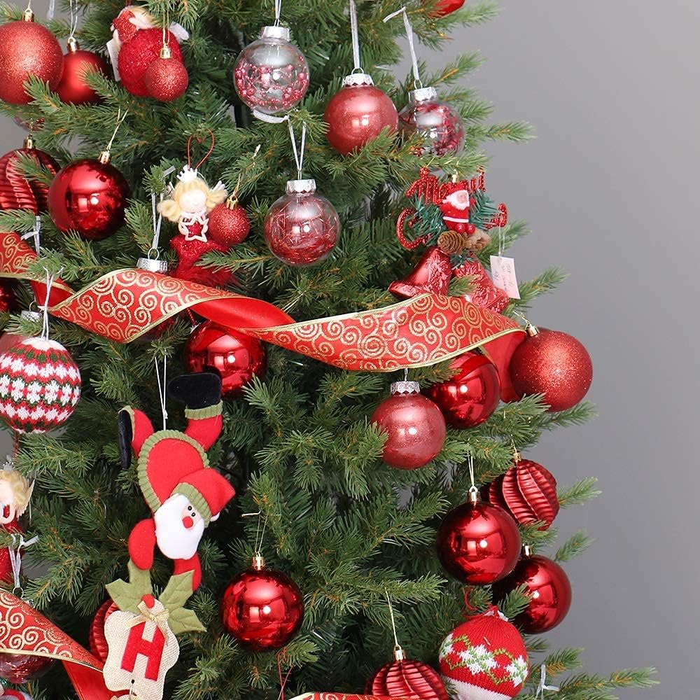 XmasExp 60mm/2.36" Christmas Ball Ornaments Shatterproof Christmas Ornaments Set Decorations for Xmas Tree Balls - 24ct (2.36'', Red)