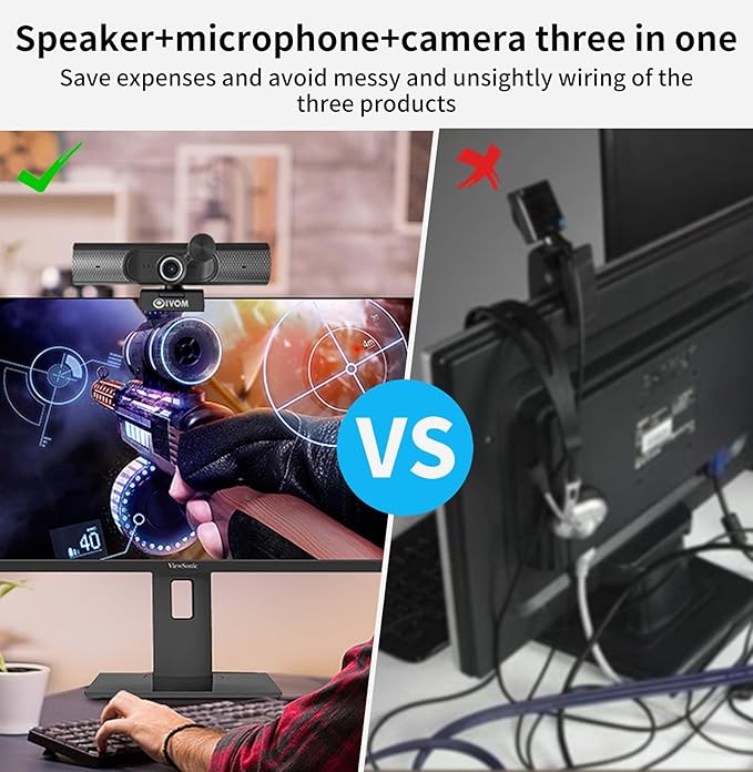 Webcam with Microphone and Speaker, 1080P Web Camera for Desktop Computer Laptop, USB Camera with Physical Privacy Cover,Plug and Play, Streaming Webcam, Wide Angle PC Cam (1080p mic Speaker)