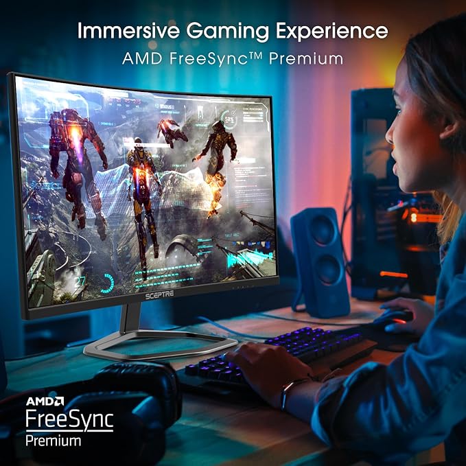 New! Sceptre 27-inch Curved 240Hz Gaming Monitor 1500R DP x2 HDMI x2 Build-in Speakers Machine Black 2026 (C275B-FWT240 Series)