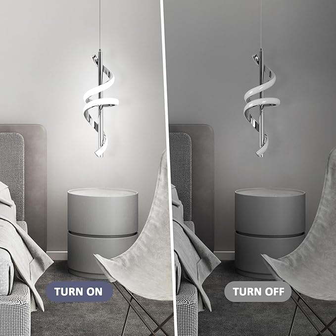 CANEOE Modern Pendant Light Kitchen Island Lighting 6000K Chrome LED Pendant Light Fixtures Over Island Adjustable Height Pendant Lighting for Kitchen Island Dining Room Bedroom Pendant Lamp,1 Pack