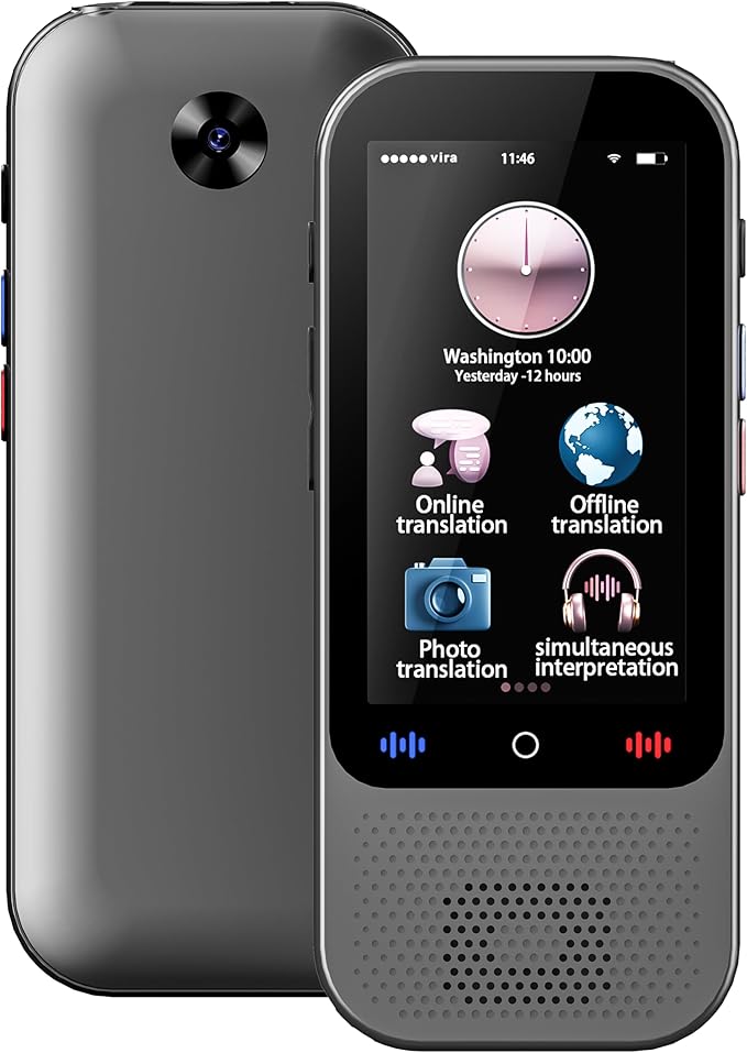 Marsno Language Translator Device 138 Languages, S80 Pro Ai Translator No WiFi Needed,Real-Time Two-Way Voice Translation, Portable Translator with ChatGPT for Travel Business Learning (Dark Grey)