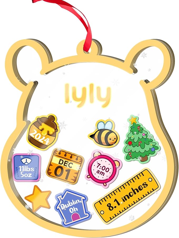 Personalized Baby's First Christmas Ornament 2025 - Newborn Birth Stats Shaker Ornaments - Custom Birth Stats Shaker Ornaments - Xmas Decoration - Gifts for Christmas