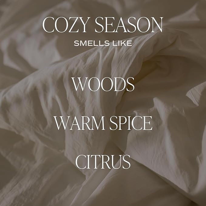 Sweet Water Decor Cozy Season Candle - Woods, Warm Spice, and Citrus Autumn Scented Soy Candles for Home - 9oz Clear Jar, 40 Hour Burn Time, Made in The USA
