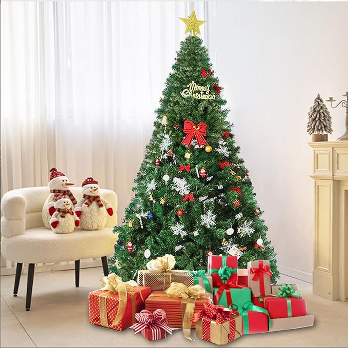 PLKO 5FT Artificial Holiday Christmas Tree，Artificial Christmas Tree Xmas Pine Tree with Stand and Soft White Branch for Holiday Indoor Outdoor,450Tips(Green)