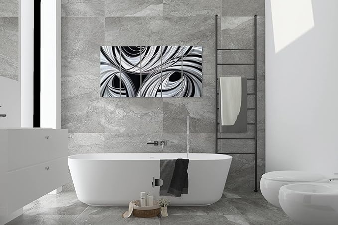 Yihui Arts Black and White Metal Art Wall Decor Hand Crafted Abstract Aluminum Artwork Modern Wall Sculpture Home Accent for Living Room Bedroom Dinning Decor