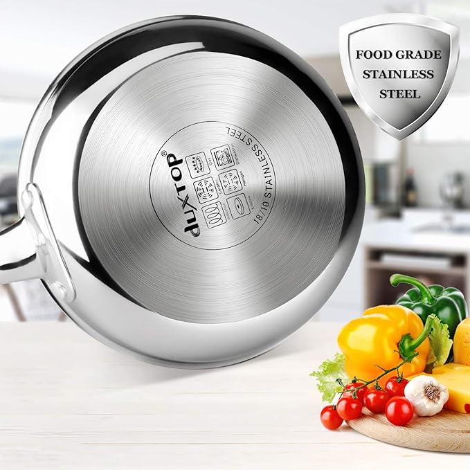 Duxtop Whole-Clad Tri-Ply Stainless Steel Stir-Fry Pan Kitchen Induction Cookware 8 Inches