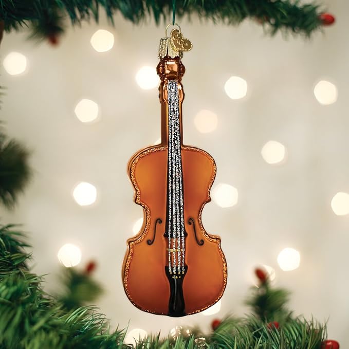Old World Christmas Cello Glass Blown Ornament for Christmas Tree, Handcrafted Holiday Decoration, Music Collection