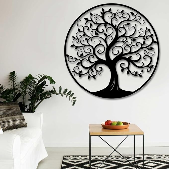 Tree of Life Wall Art,Metal Tree Wall Decorations for Living,Dining Roo,Tree of Life Metal Wall Art(30"×30", Style 1)
