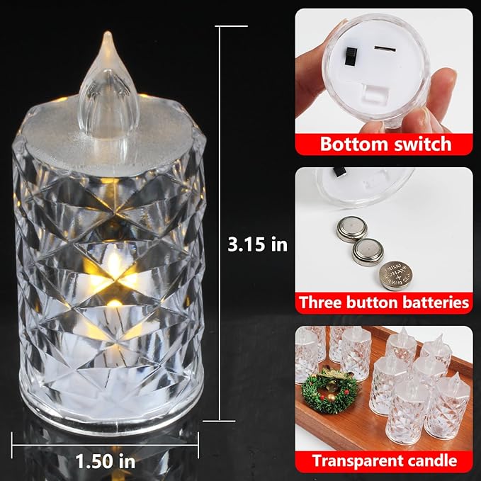 24-Pack Flameless LED Candles, Battery Operated Tea Lights for Realistic Flicker, Wedding Christmas Thanksgiving Home Decor Centerpieces