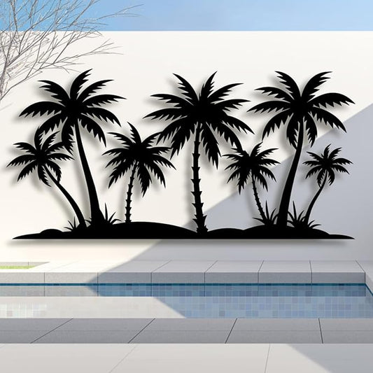 Lunwall Metal Palm Tree Wall Art, Tropical Beach Decor, 41"L x 20"W/105 x 51cm