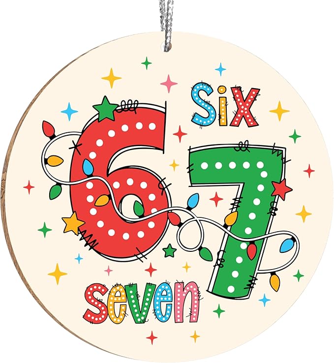 67 Christmas Ornament, 67 Ornaments for Xmas Tree, Funny Christmas Ornaments 2025, 6 7 Meme Ornament for Teens, Six Seven Gifts, Gag Gifts for Teens, Teen Girls Trendy Stuff