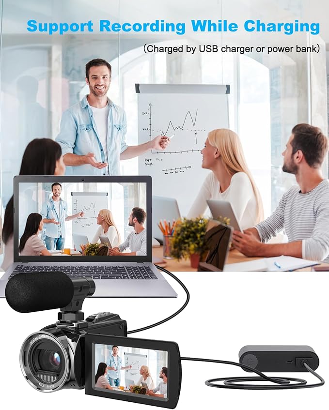 Video Camera Camcorder FHD 4K 36MP Vlogging Camera for YouTube Video Recorder 3.0" 270 Degree Rotation Screen Video Cameras for Filming with Microphone,32GB SD Card (Black)