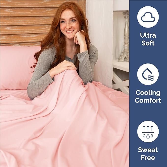 Twin XL Size 3 Piece Sheet Set - Comfy Breathable & Cooling Bed Sheets Set - Hotel Luxury Bedding for Women, Men, Kids, Teens, Boys & Girls - Deep Pockets, Soft, Wrinkle Free - Oeko-Tex - Baby Pink