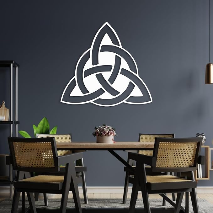 Celtic Wall Decor, Celtic Trinity Knot Metal Wall Art, Sacred Geometry Metal Wall Art, Celtic Symbol Wall Decor, Geometric Metal Decor, Metal Wall Art, Metal Wall Decor Living Room (Silver, 43"x40" | 109x100cm)