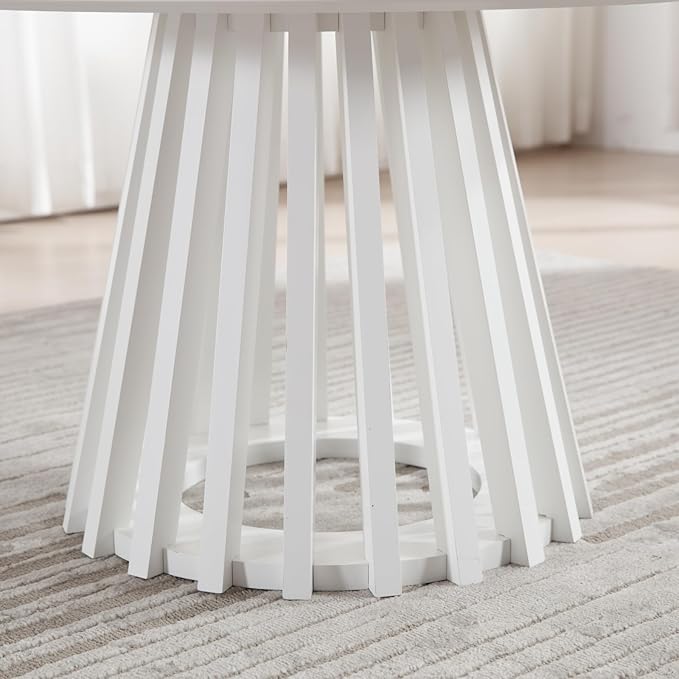 Round Coffee Table, Modern Small Side Table for Living Room, White, 24Inch