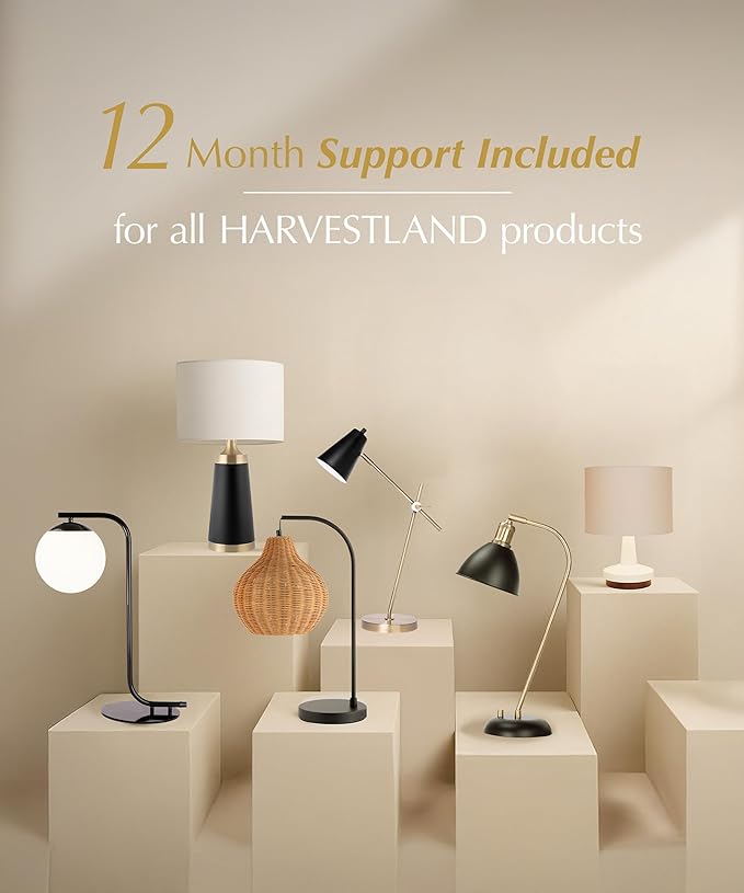 HarvestLand 22" Sole Cement Large Table Lamp – Modern Round Stone Lamp with Chrome Accent for Entry Table or Lamps for Living Room, Decorative lamp, Bedside Table Lamps