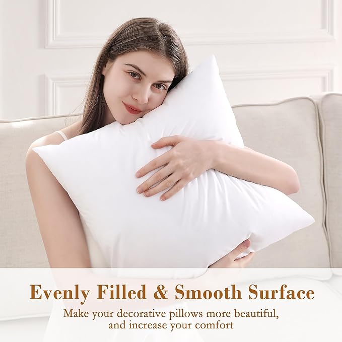 puredown® 16x16 Throw Pillow Inserts, 2 Pack Fluffy Soft Pillow Inserts Form Sham Stuffer, Square Decorative Throw Pillows for Couch, Sofa, Bed and Home Decor