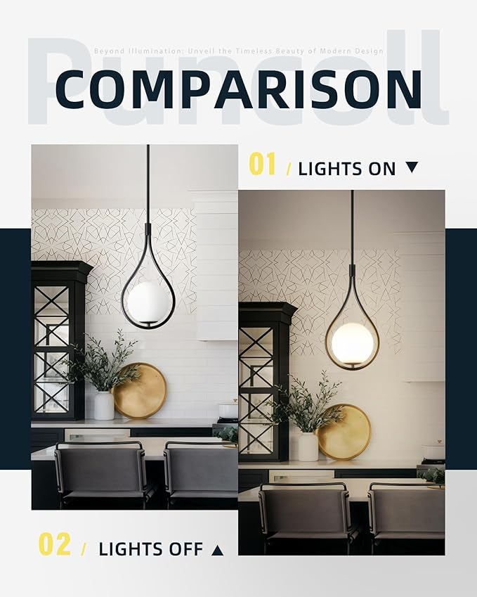 Black Pendant Lights Kitchen Island, 1-Light Pendant Lights with Milky White Globe Glass, Modern Pendant Light Fixtures, Black Hanging Lamp for Kitchen Island H9377 MGBK