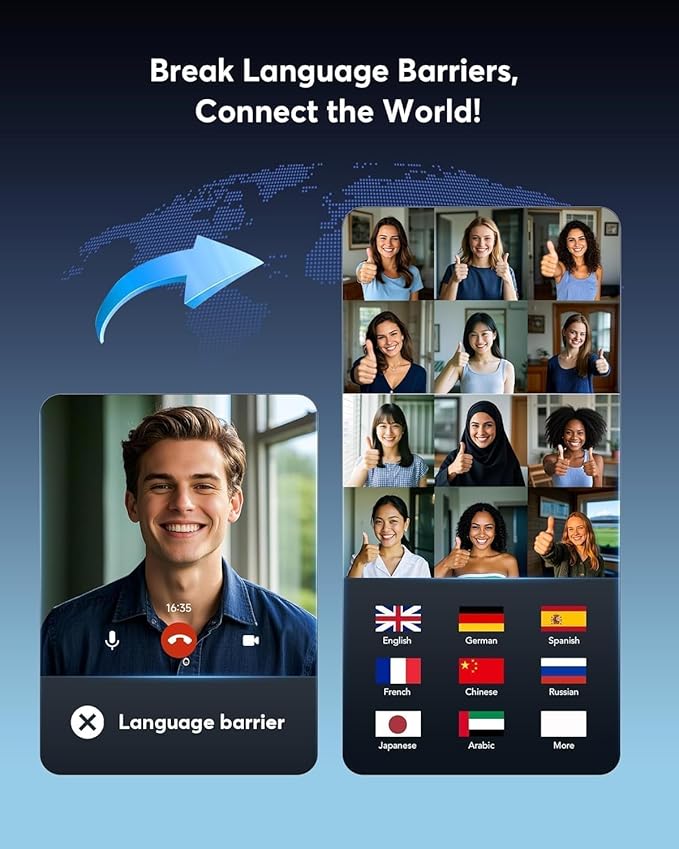 AI Translation Earbuds Real Time - Audifonos Traductores Inglés Español, 3-in-1 Translator Device, Supports 144 Languages & Accents, Open Ear Earbuds with Charging Case